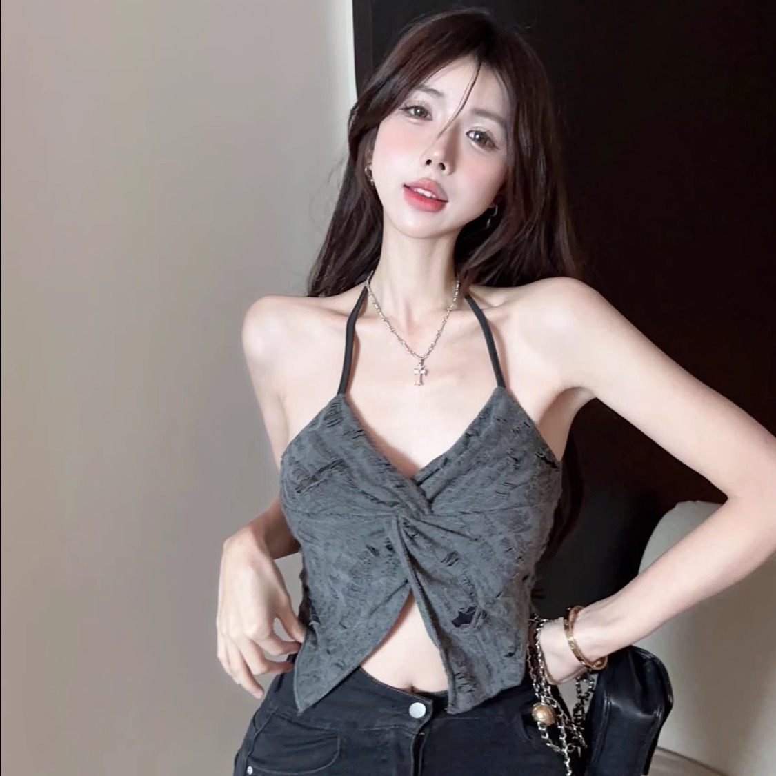 美式废土风爵士舞上衣甜辣吊带女