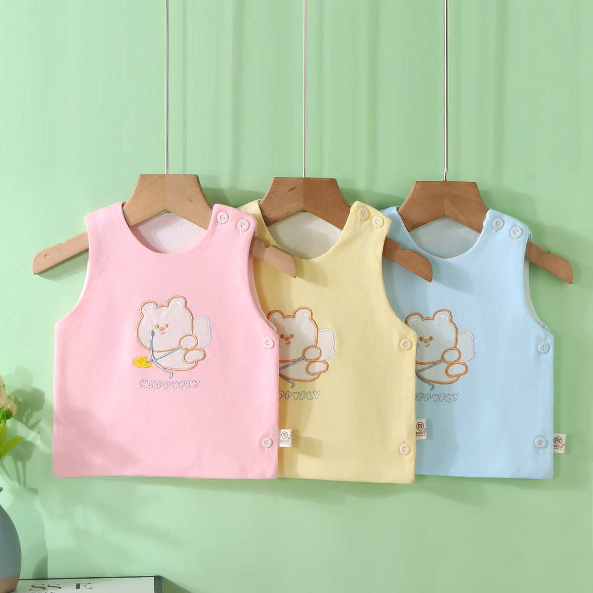 婴儿马甲春秋款新生宝宝夏季薄款背心四季款双层纯棉护肚无袖坎肩