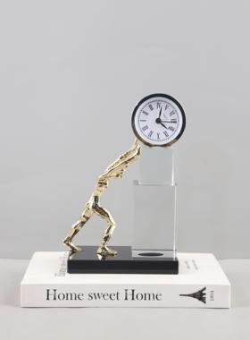 水晶推钟人个性钟表座钟装饰摆件