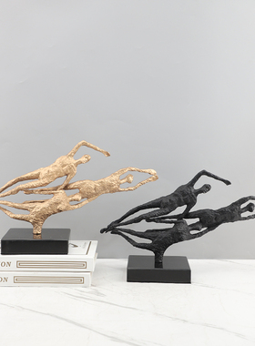 现代简约抽象铸铁人物雕塑艺术装饰摆件玄关书房电视柜家居装饰品