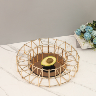 现代简约几何金属圆形香薰托盘装饰托盘摆件玄关电视柜家居装饰品