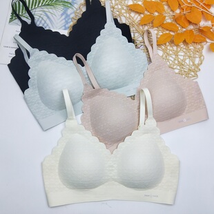 水晶伴侣1112蕾丝无痕无钢圈运动内衣女小胸一片式固定杯透气文胸