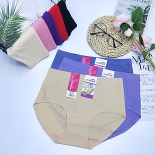 三角裤 超薄加大码 女 无痕中高腰内裤 小天儿6010冰丝透气网孔一片式