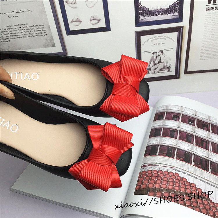 2019 the republic of korea Shallow mouth Square Flats Sweet bow melissa Versatile Scoop shoes Women's Shoes spring and autumnin the Women's Shoes, Low shoes  category - from Buy2taobao.com to provide professional Taobao agent buy service