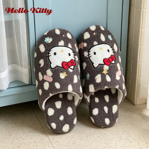细细条HelloKitty静音棉拖鞋女