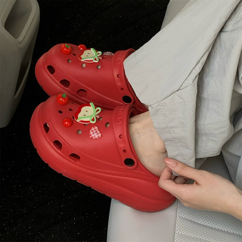 外穿百搭防滑趣味苹果番茄洞洞鞋
