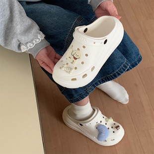 防滑凉拖鞋 夏季 女 厚底新款 韩系爱心小狗ins户外穿软底包头洞洞鞋