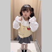 百褶裙三件套 学院风洋气儿童针织马甲花衬衫 女童春秋套装 2026新款