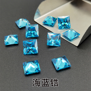 海蓝宝石正方公主四方宝石锆石裸石耳钉戒指首饰镶嵌主石托帕石