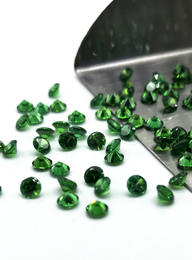 5A天然祖母绿裸石圆形碎钻宝石饰品镶嵌主石圆钻绿色锆石裸钻diy