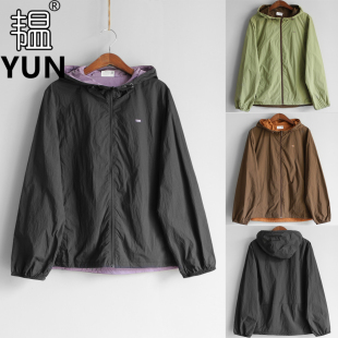 YUN韫2026春季新品连帽拉链门襟户外双面双层拼色穿连帽外套 6162