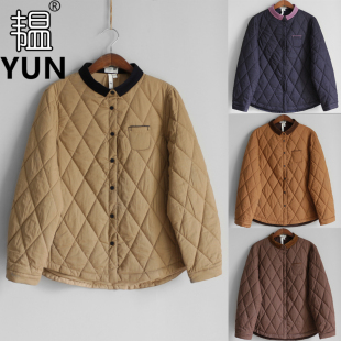 棉服外套 YUN韫2025冬季 撞色拼接翻领单排扣菱格短款 女装 6056 新品