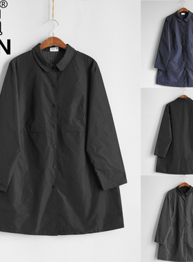 YUN韫春季女装翻领单排扣韩系氛围感双面中长款女风衣 3952 兜兜