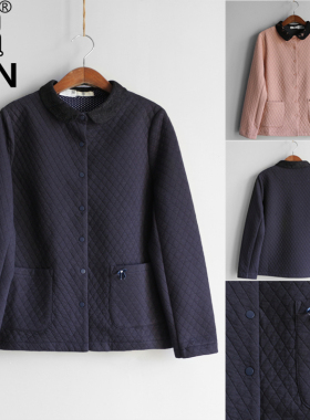 YUN韫秋季新品女装法式蕾丝翻领单排扣撞色夹棉女短外套 5516兜兜