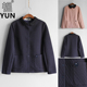 新品 女装 法式 YUN韫秋季 蕾丝翻领单排扣撞色夹棉女短外套 5516兜兜