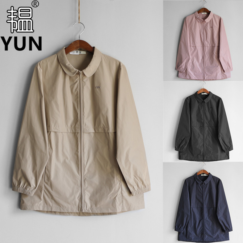 YUN韫春季新品女装翻领拉链门襟纯色经典短款风衣女外套 5088兜兜