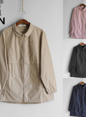 YUN韫春季新品女装翻领拉链门襟纯色经典短款风衣女外套 5088兜兜