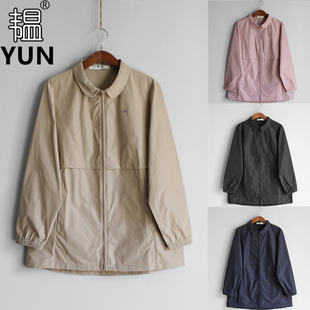 新品 风衣女外套 女装 短款 5088兜兜 翻领拉链门襟纯色经典 YUN韫春季