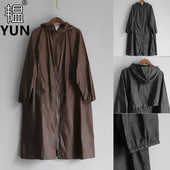 春夏季 薄风衣 新品 门襟拉链长款 连帽百搭防晒衣外套 女装 兜兜女装