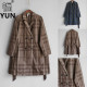春季 领格子中长款 新品 西装 双排扣腰带薄女风衣外套 女装 兜兜女装