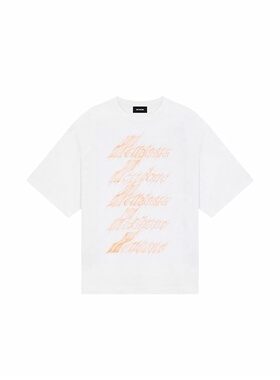 WE11DONE 朋克风火花字母logo短袖春秋T恤 男女同款 白色