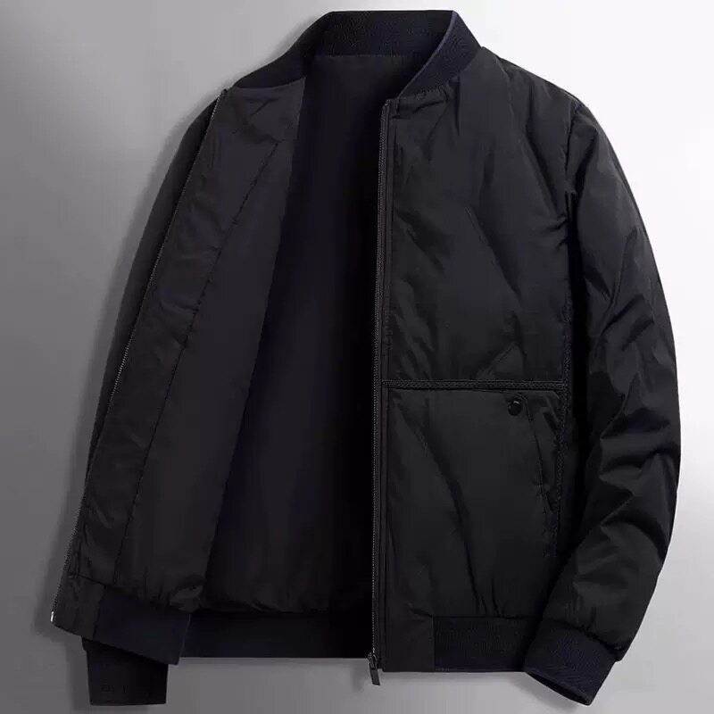 蜀黍通勤羽绒男士冬季时尚棉服保暖棒球领加厚休闲运动外套男士