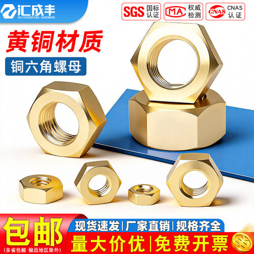 【免费开专票】汇成丰铜六角螺母