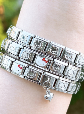 italiancharms整条KT钢色模块手链Y2K手链可拆卸小众生日礼物