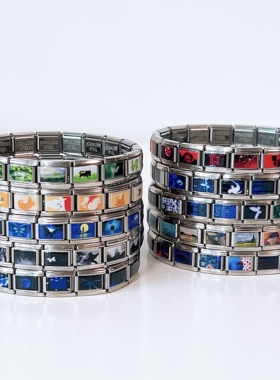 油画款模块手链diy叠戴vintage手链整条女生情侣生日礼物