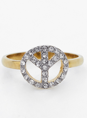 特价清仓boshuolin juicy简约时尚镶钻和平标戒指指环镀金饰品女