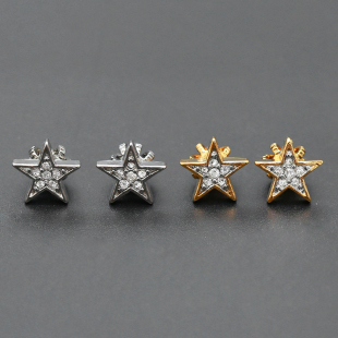 boshuolin 简约镶钻五角星星925银针耳钉学生耳饰女 juicy日韩时尚