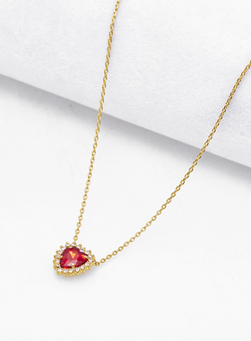 juicy红色爱心水晶宝石项链