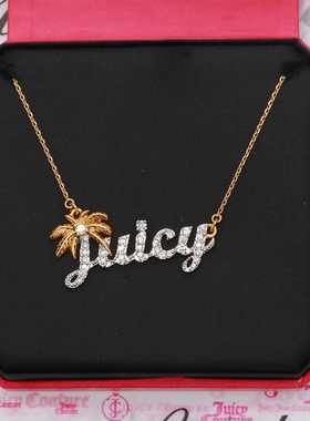 时尚风镶钻字母椰子树镀金项链