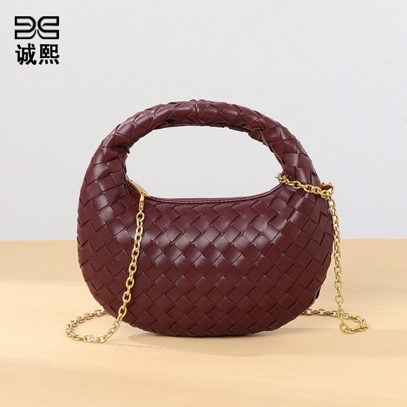 跨境简约时尚手拎饺子包简约手工编织女包工厂外贸单肩斜挎包,箱包皮具/热销女包/男包,单肩包,淘宝优惠券,粉丝福利购,淘宝优惠卷