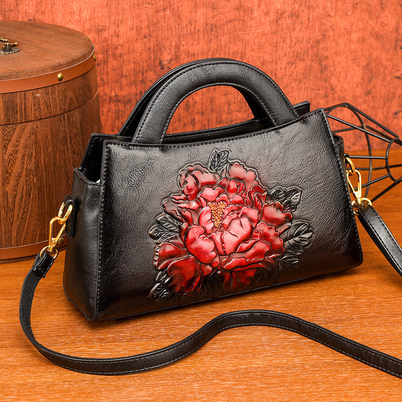 手提包牡丹压花质感复古单肩包小众设计休闲百搭通勤大容量包包,箱包皮具/热销女包/男包,单肩包,淘宝优惠券,粉丝福利购,淘宝优惠卷
