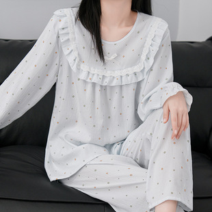薄 睡衣女春秋款 长袖 甜美可爱公主风夏天云朵棉韩版 家居服学生套装