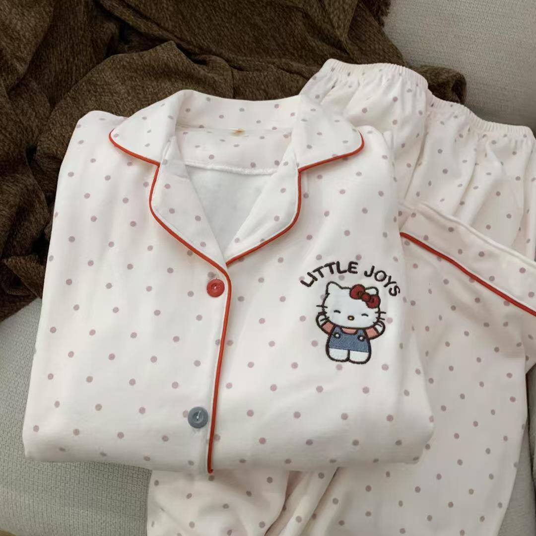 HelloKitty睡衣女春秋冬季德绒日系可爱风加厚珊瑚绒卡通家居服