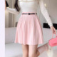 百褶裙女赠腰带2024新款 春秋高腰a字短款 显瘦松紧腰半身裙针织
