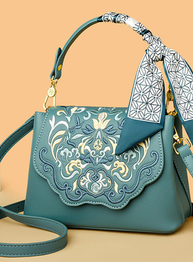 包包斜挎包女2025新款高级感女包时尚复古文艺国风刺绣单肩包跨境