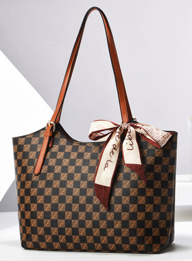 托特包棋盘格台州女包ladiesbag单肩斜挎包质感百搭手提包bags