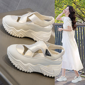 休闲透气女鞋 老爹鞋 潮 包头镂空凉鞋 女百搭厚底时尚 女2025夏季 新款