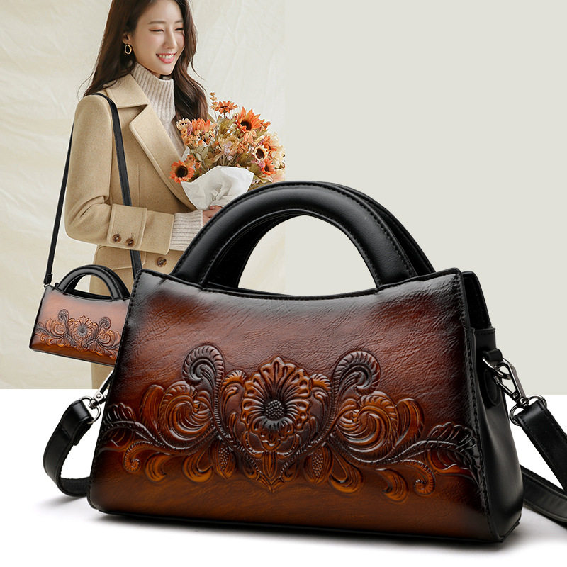单肩包女国风复古时尚潮流手提妈妈包手工雕花休闲百搭斜挎包,箱包皮具/热销女包/男包,单肩包,淘宝优惠券,粉丝福利购,淘宝优惠卷