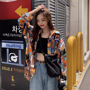 港风上衣 薄款 春夏装 2024年新款 防晒衣复古花衬衣外套女ins潮衬衫