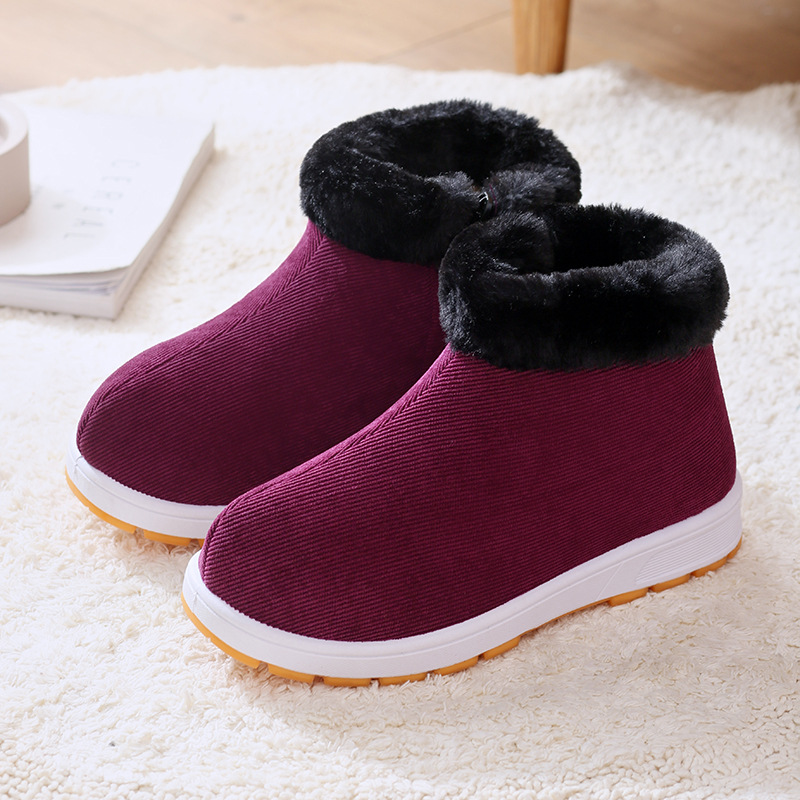 冬季家居棉拖鞋女高包跟室内中老年人棉鞋加厚保暖防滑妈妈鞋男款