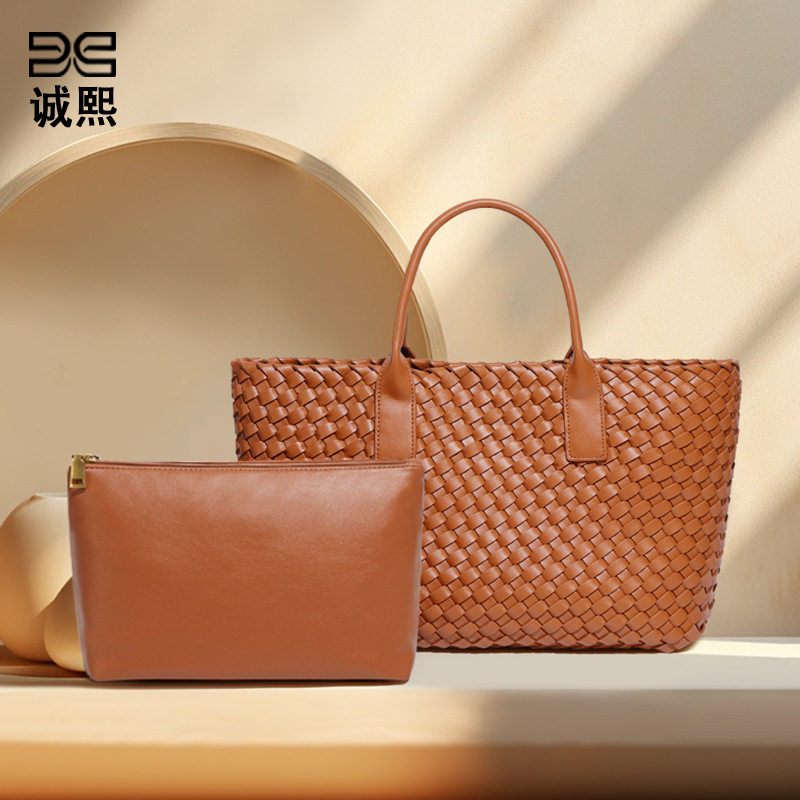 新款女士手提包高级感大容量百搭子母包通勤百搭简约手工编织包包,箱包皮具/热销女包/男包,单肩包,淘宝优惠券,粉丝福利购,淘宝优惠卷