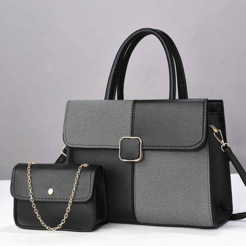 新款子母包拼接定大容量撞色压纹时尚手提包跨境高级感百搭通勤b,箱包皮具/热销女包/男包,单肩包,淘宝优惠券,粉丝福利购,淘宝优惠卷