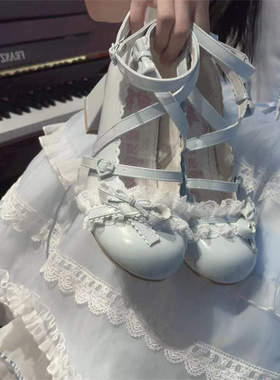 lo鞋粗跟洛丽塔玛丽珍中跟小皮鞋高跟花玲季甜美可爱lolita鞋子女