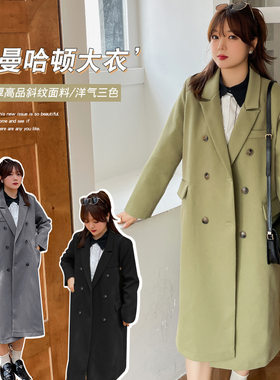 7822轩辰微胖大码女装秋冬新品韩版常规H型大衣 气质中长款风衣女