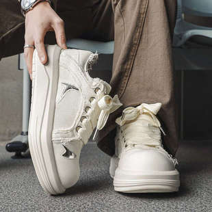 情侣户外休闲运动鞋女款增高大头板鞋女苏泷同款帆布鞋黑鲸笑脸鞋