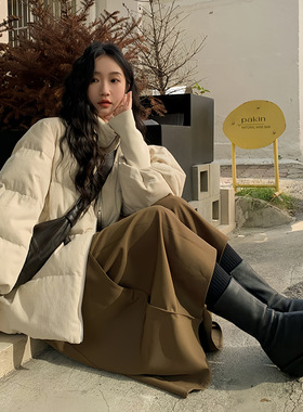 2025新款女冬韩版宽松加厚保暖面包服外套时尚灯芯绒立领棉服